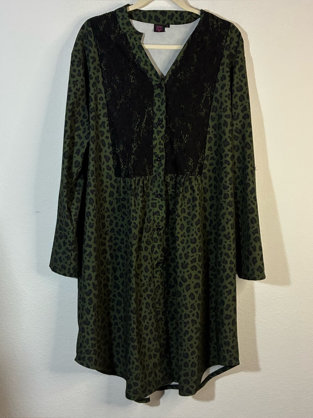 REBEL RAVEN GREEN ANIMAL PRINT DRESS, OVERSIZED LARGE